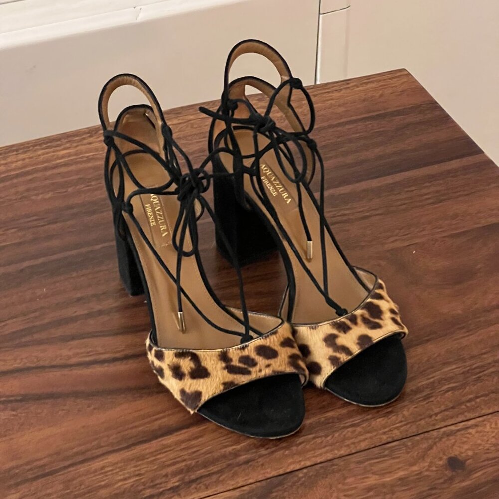Aquazzura Leopard Lace Up Heels 38.5